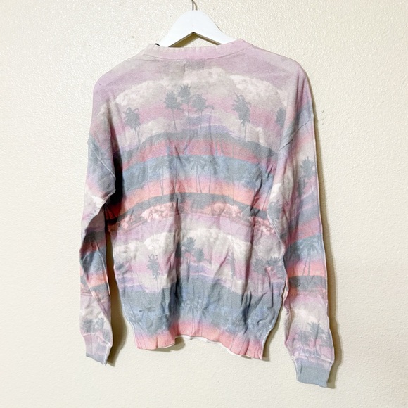 27 Miles Malibu Landscape Palm Tree Beachy Pullover 100% Cotton Sweater Large - Picture 2 of 4